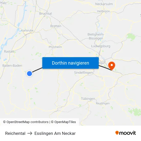 Reichental to Esslingen Am Neckar map