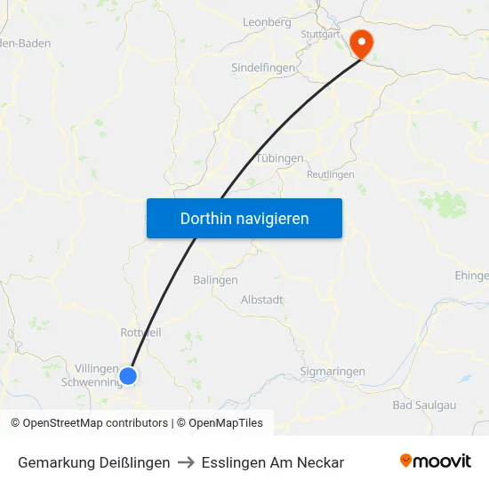 Gemarkung Deißlingen to Esslingen Am Neckar map