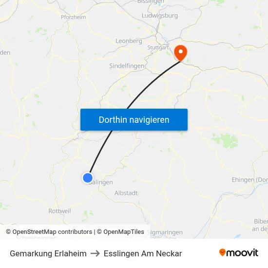 Gemarkung Erlaheim to Esslingen Am Neckar map
