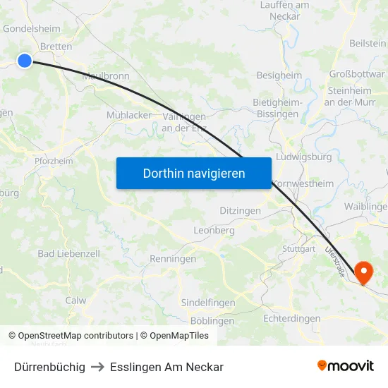 Dürrenbüchig to Esslingen Am Neckar map