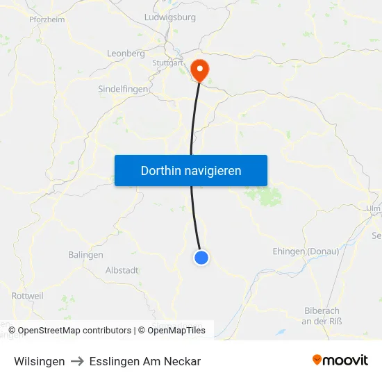 Wilsingen to Esslingen Am Neckar map