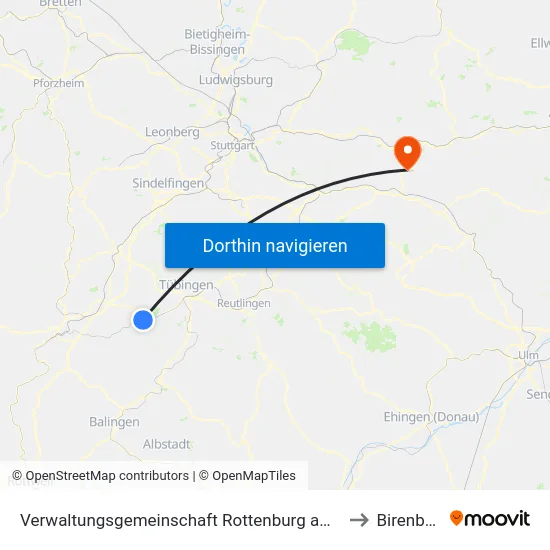 Verwaltungsgemeinschaft Rottenburg am Neckar to Birenbach map