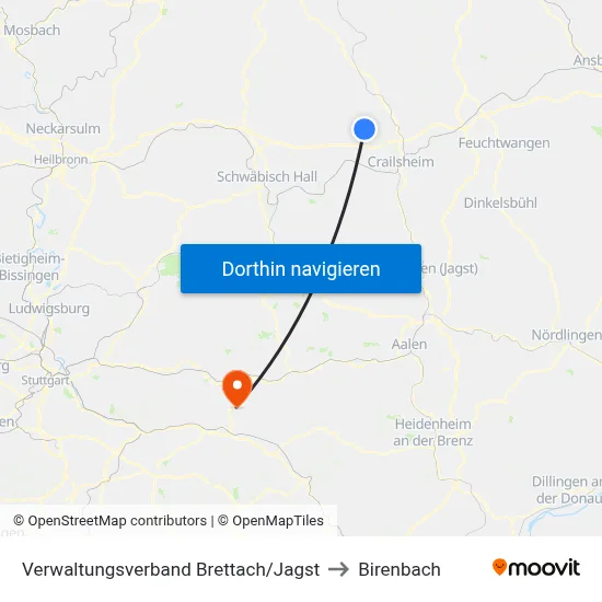 Verwaltungsverband Brettach/Jagst to Birenbach map