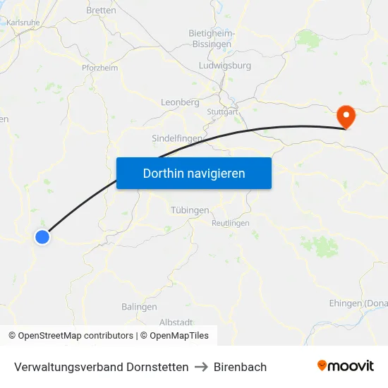 Verwaltungsverband Dornstetten to Birenbach map