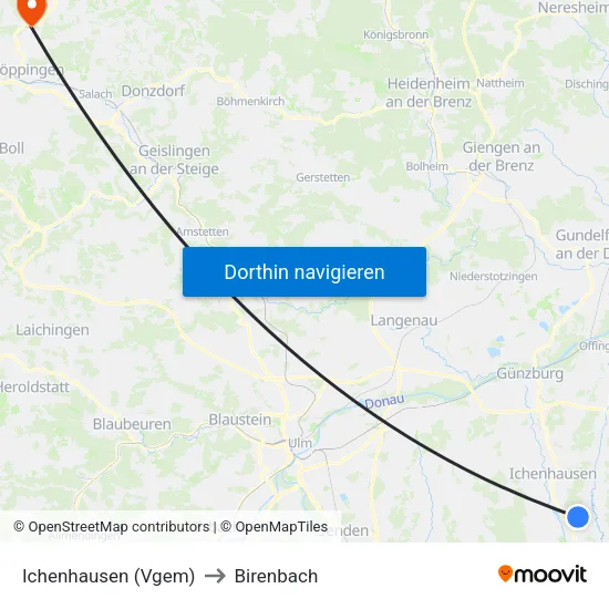 Ichenhausen (Vgem) to Birenbach map