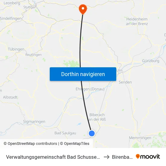 Verwaltungsgemeinschaft Bad Schussenried to Birenbach map