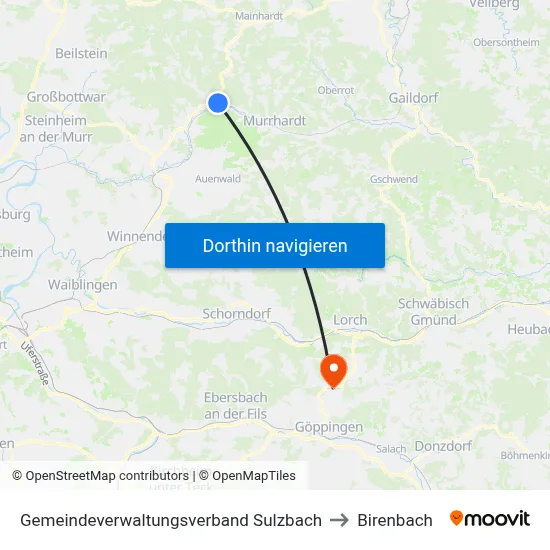 Gemeindeverwaltungsverband Sulzbach to Birenbach map