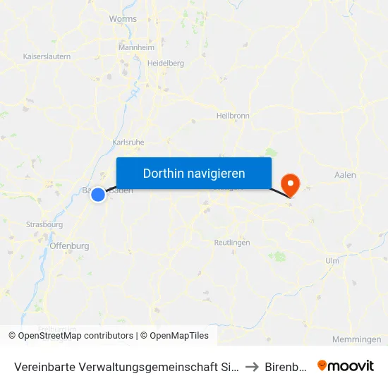 Vereinbarte Verwaltungsgemeinschaft Sinzheim to Birenbach map