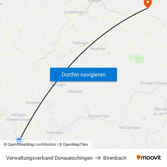 Verwaltungsverband Donaueschingen to Birenbach map
