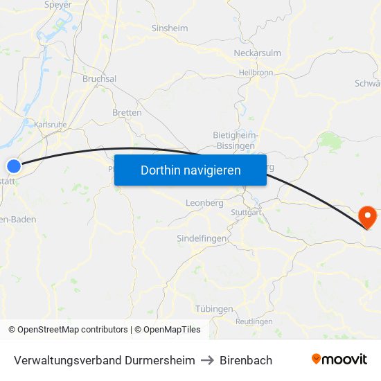 Verwaltungsverband Durmersheim to Birenbach map