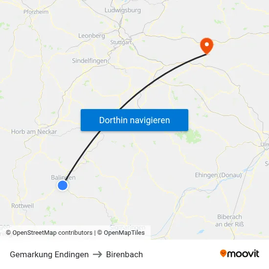 Gemarkung Endingen to Birenbach map