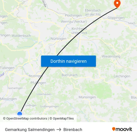Gemarkung Salmendingen to Birenbach map