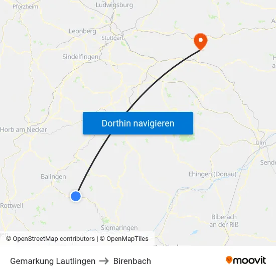 Gemarkung Lautlingen to Birenbach map