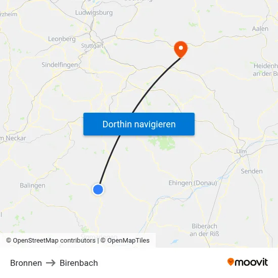 Bronnen to Birenbach map