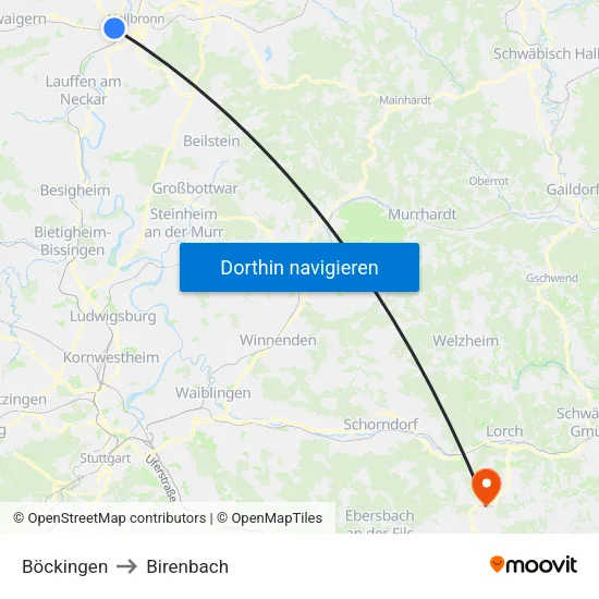 Böckingen to Birenbach map