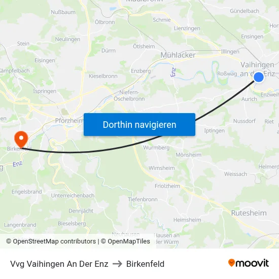 Vvg Vaihingen An Der Enz to Birkenfeld map