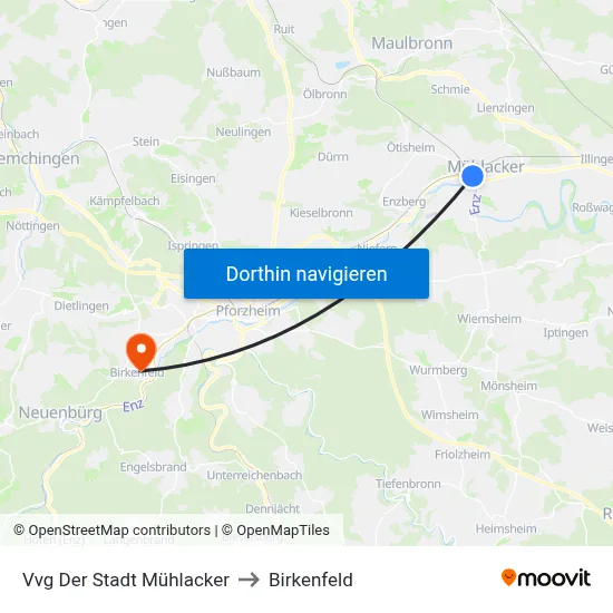 Vvg Der Stadt Mühlacker to Birkenfeld map