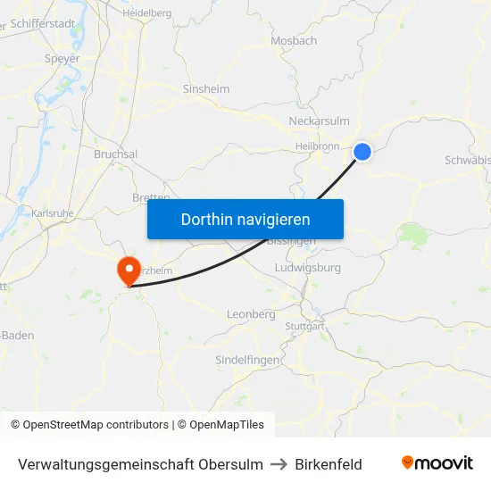 Verwaltungsgemeinschaft Obersulm to Birkenfeld map