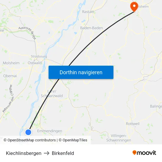 Kiechlinsbergen to Birkenfeld map