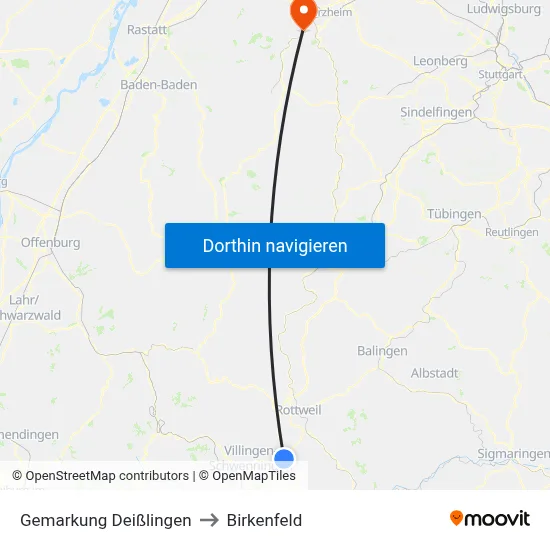 Gemarkung Deißlingen to Birkenfeld map