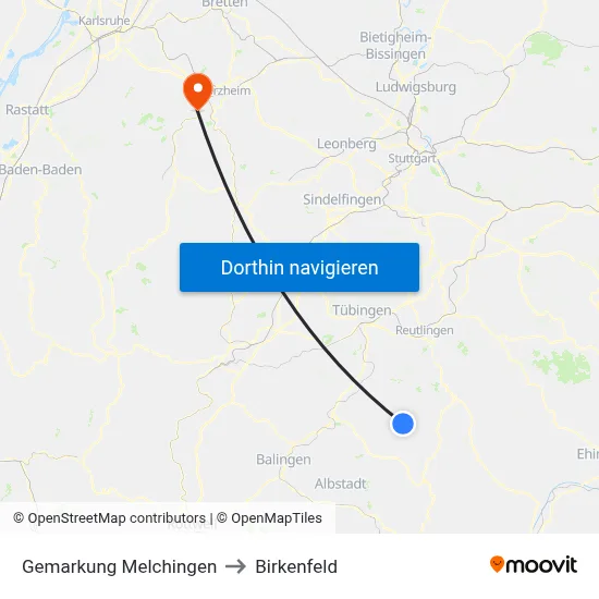 Gemarkung Melchingen to Birkenfeld map