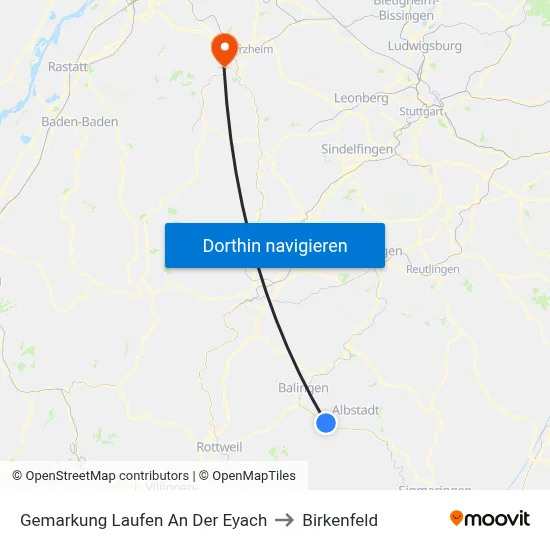 Gemarkung Laufen An Der Eyach to Birkenfeld map