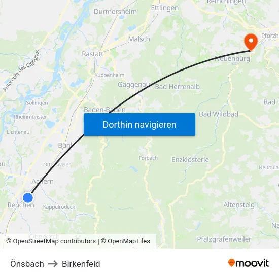 Önsbach to Birkenfeld map
