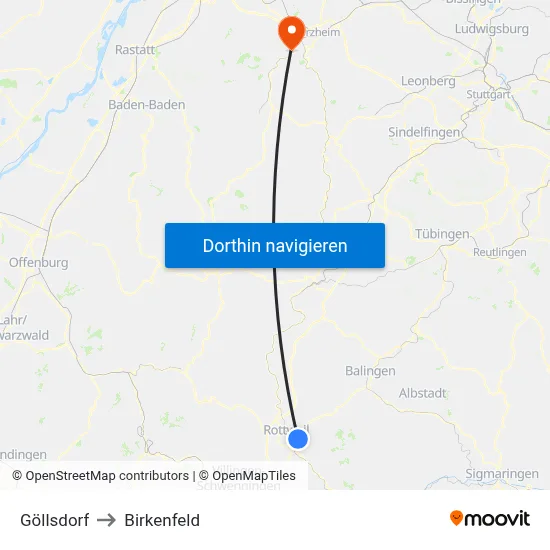 Göllsdorf to Birkenfeld map