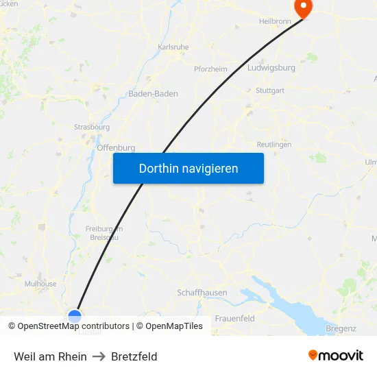 Weil am Rhein to Bretzfeld map