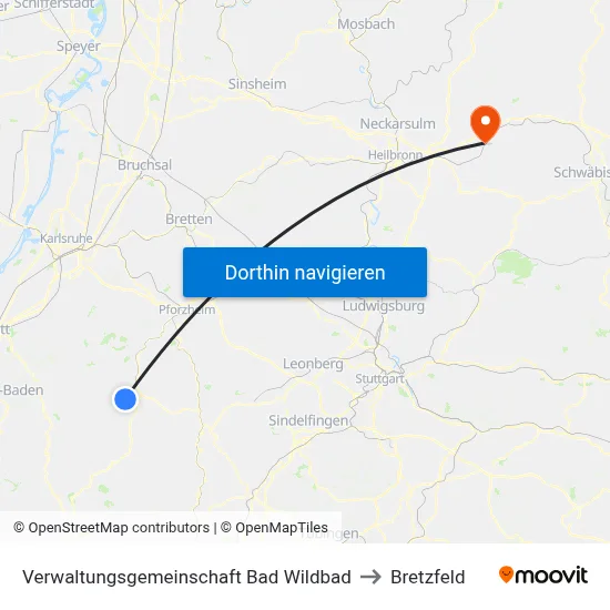 Verwaltungsgemeinschaft Bad Wildbad to Bretzfeld map