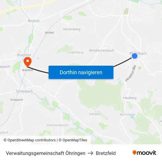 Verwaltungsgemeinschaft Öhringen to Bretzfeld map