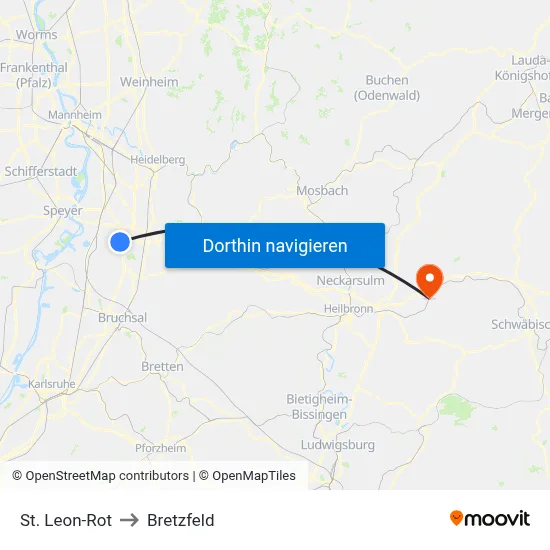 St. Leon-Rot to Bretzfeld map