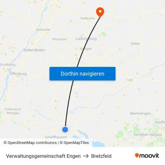Verwaltungsgemeinschaft Engen to Bretzfeld map