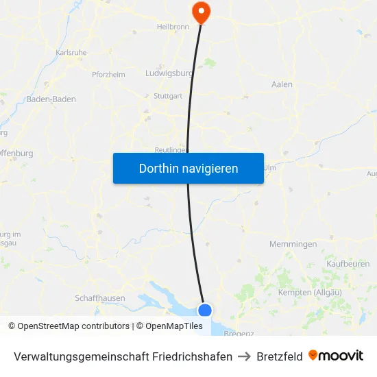 Verwaltungsgemeinschaft Friedrichshafen to Bretzfeld map