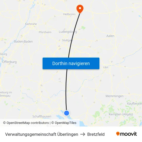 Verwaltungsgemeinschaft Überlingen to Bretzfeld map