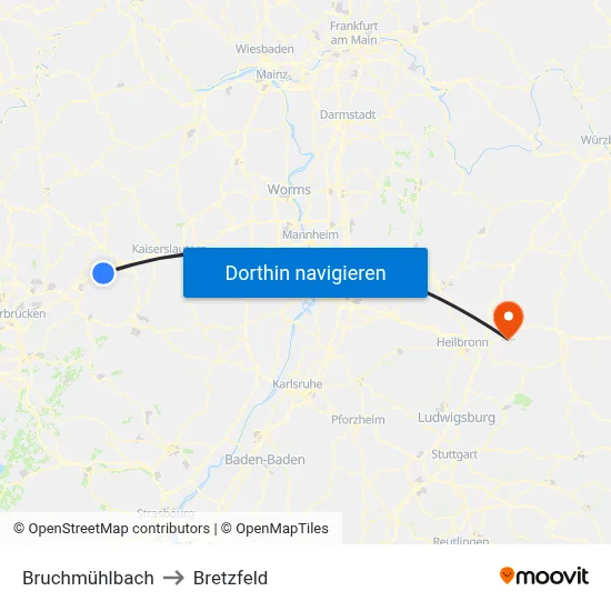 Bruchmühlbach to Bretzfeld map