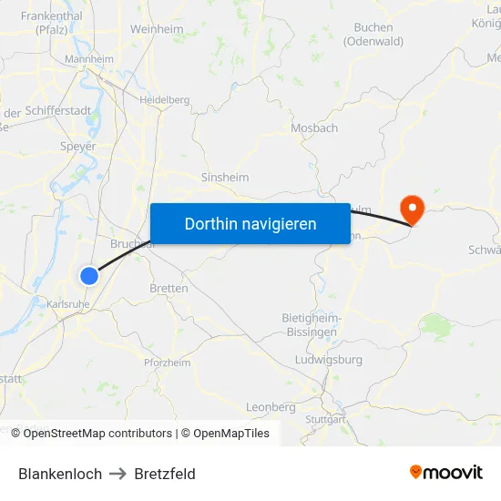 Blankenloch to Bretzfeld map