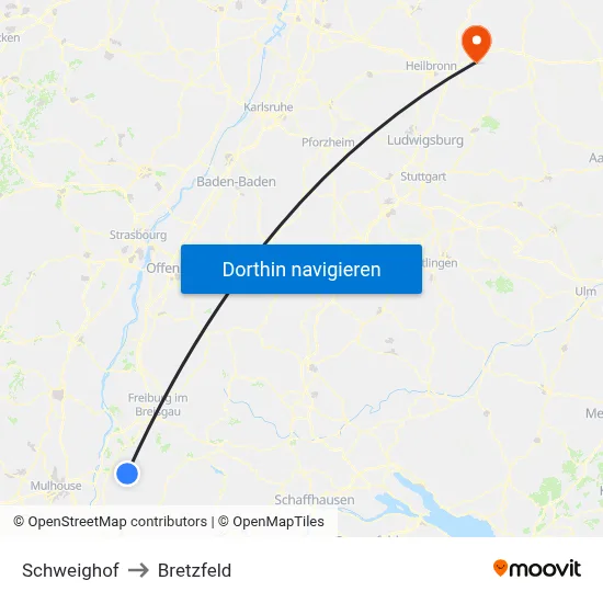 Schweighof to Bretzfeld map