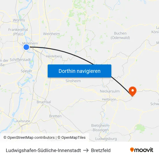Ludwigshafen-Südliche-Innenstadt to Bretzfeld map