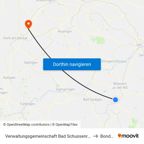 Verwaltungsgemeinschaft Bad Schussenried to Bondorf map
