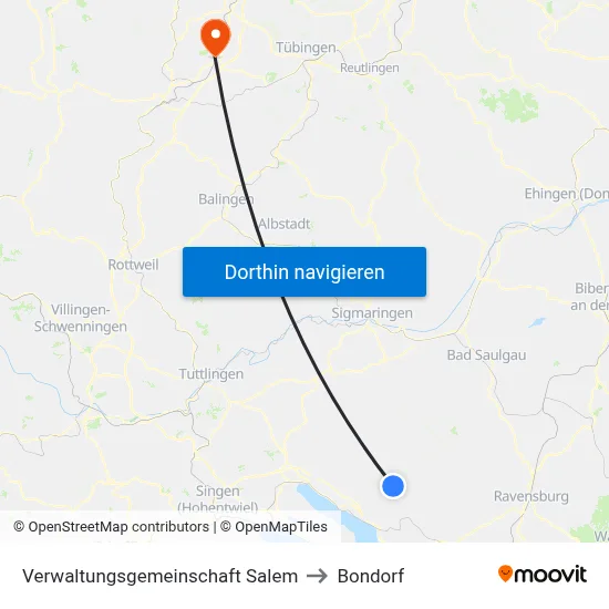 Verwaltungsgemeinschaft Salem to Bondorf map