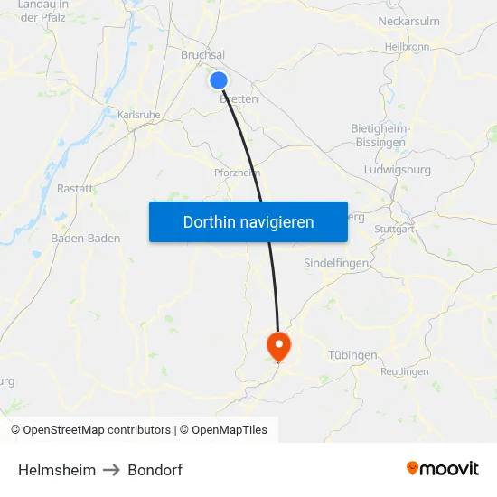 Helmsheim to Bondorf map
