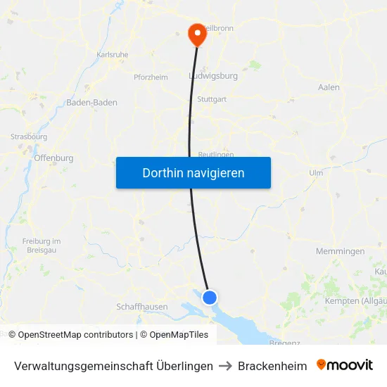 Verwaltungsgemeinschaft Überlingen to Brackenheim map