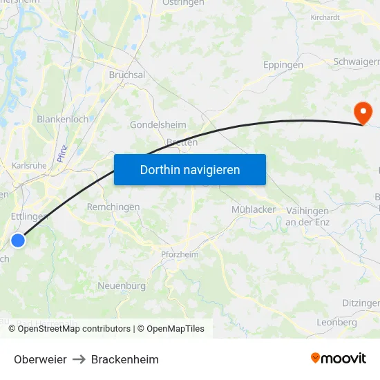 Oberweier to Brackenheim map