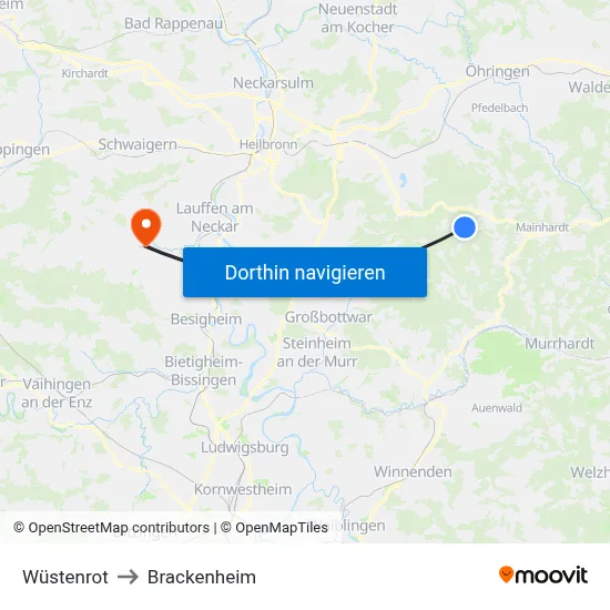 Wüstenrot to Brackenheim map