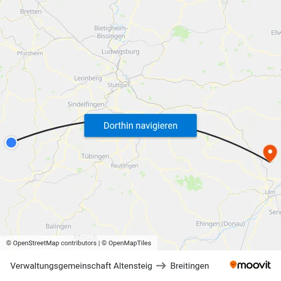 Verwaltungsgemeinschaft Altensteig to Breitingen map