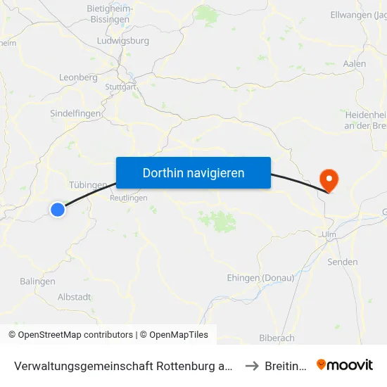 Verwaltungsgemeinschaft Rottenburg am Neckar to Breitingen map
