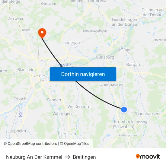 Neuburg An Der Kammel to Breitingen map