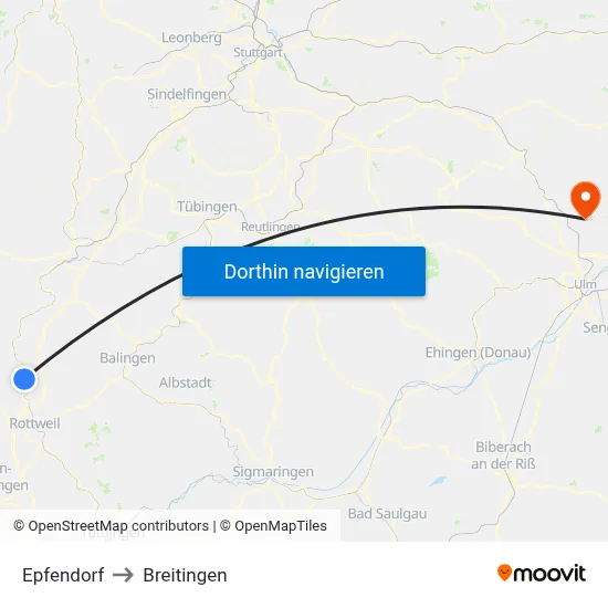 Epfendorf to Breitingen map