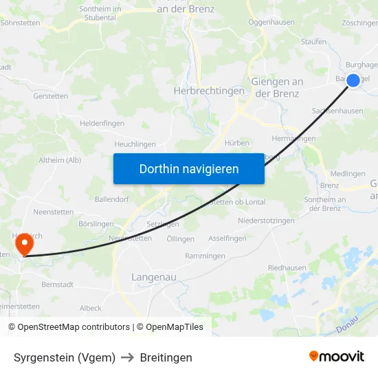 Syrgenstein (Vgem) to Breitingen map